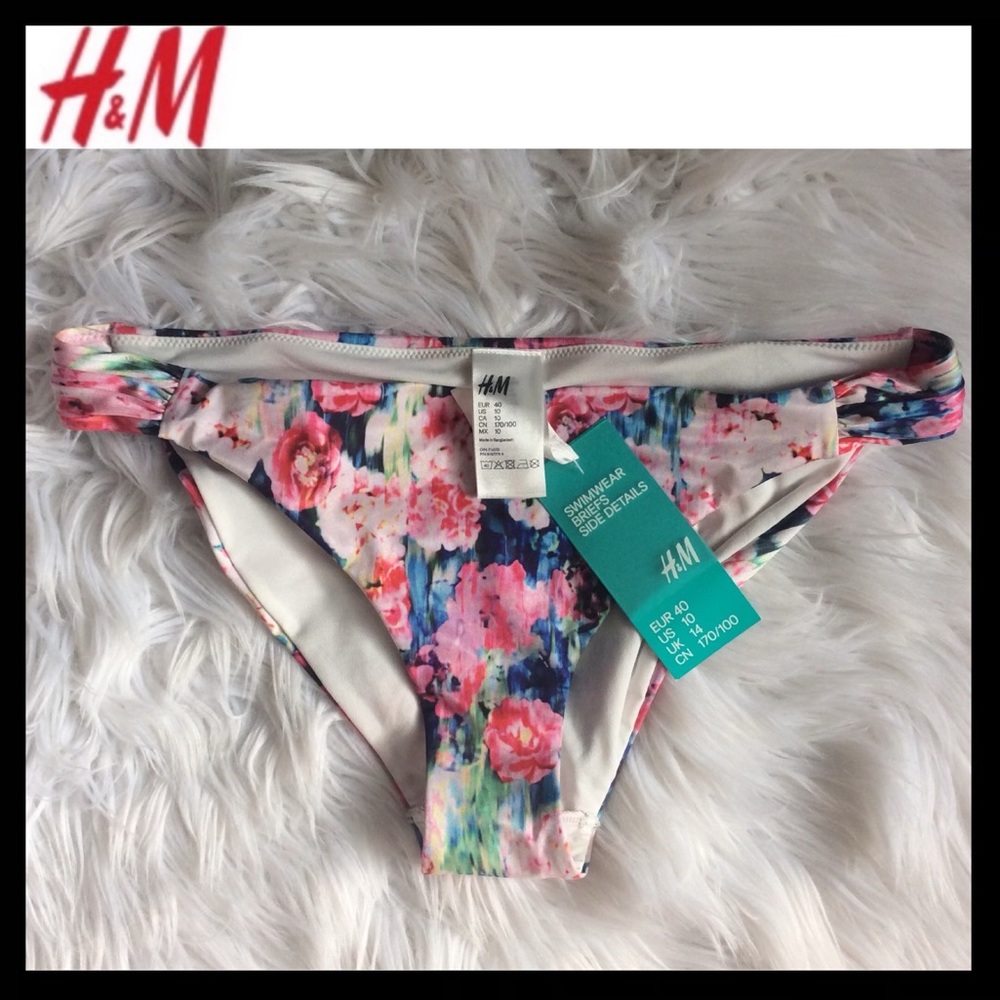 NWT H&M Floral Side Detail Bikini Bottoms
